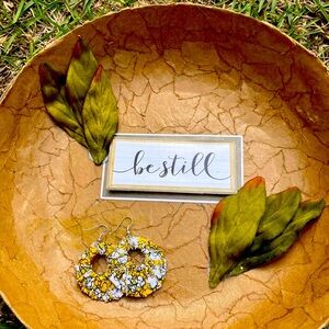 Yellow Fabric Wrapped Handmade Earrings